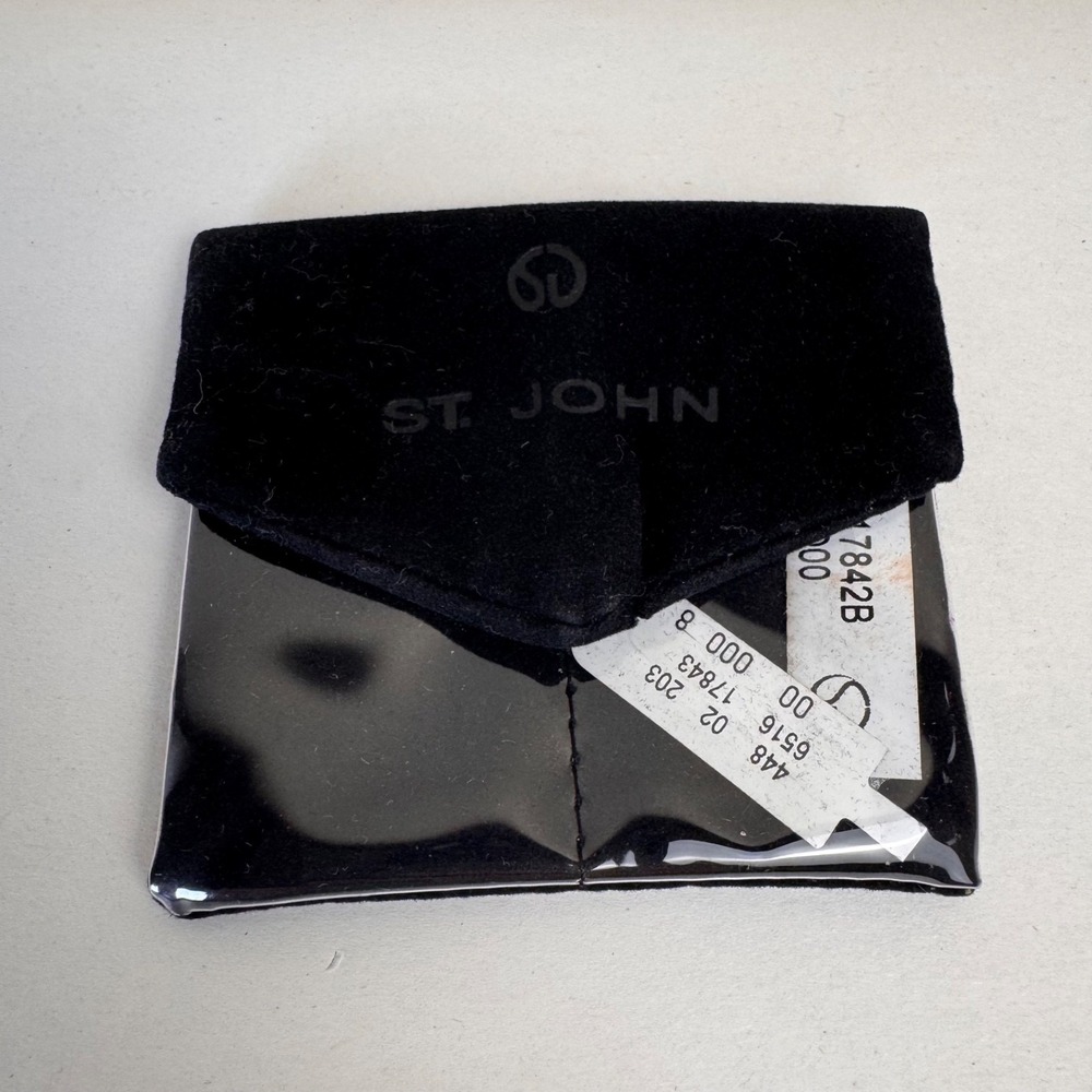 St John Empty Jewelry Pouch Black Velvet Dual Sided Vintage Designer Storage